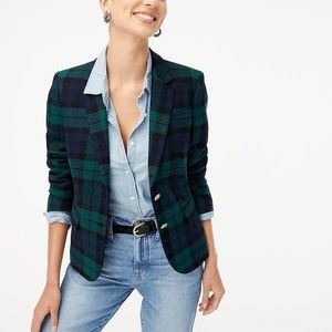 J. Crew plaid wool-blend schoolboy blazer